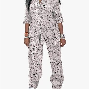 Two piece plisse casual pants set